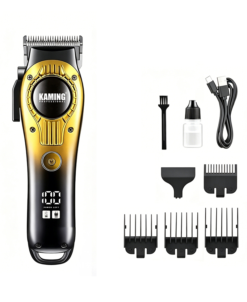 Tông đơ cắt tóc chạy điện yên tĩnh Kaming 1708, Tông đơ làm mờ chuyên nghiệp dành cho salon sử dụng với màn hình kỹ thuật số