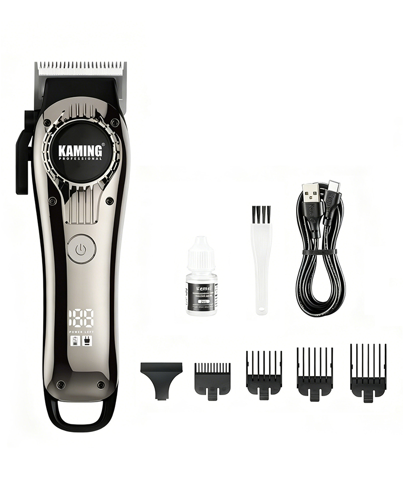 Tông đơ cắt tóc chạy điện yên tĩnh Kaming 1708, Tông đơ làm mờ chuyên nghiệp dành cho salon sử dụng với màn hình kỹ thuật số